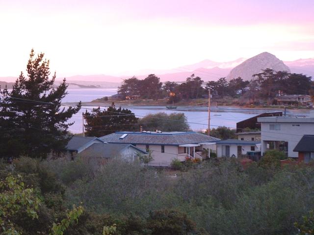 02 View of the Bay and Morro Rock from John and Carole's house at sunset